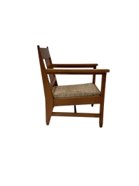 Art Deco Modernist Club Chair with Rush Seat, 1920s